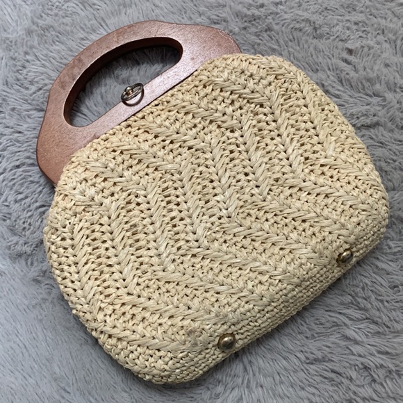 Vintage Wooden and Straw Cottage Core Summer Handbag Purse - Picture 4 of 7
